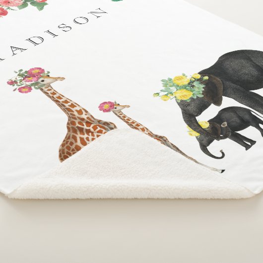 Niedlicher Elephant & Giraffe Bloral Name Baby Sherpadecke (3/4)