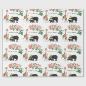 Niedlicher Elephant & Giraffe Individuelle Name Geschenkpapier (Flach)