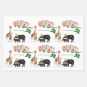Niedlicher Elephant & Giraffe Individuelle Name Geschenkpapier Set (Vorderseite 2)