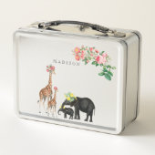 Niedlicher Elephant & Giraffe Individuelle Name Metall Brotdose (Rückseite)