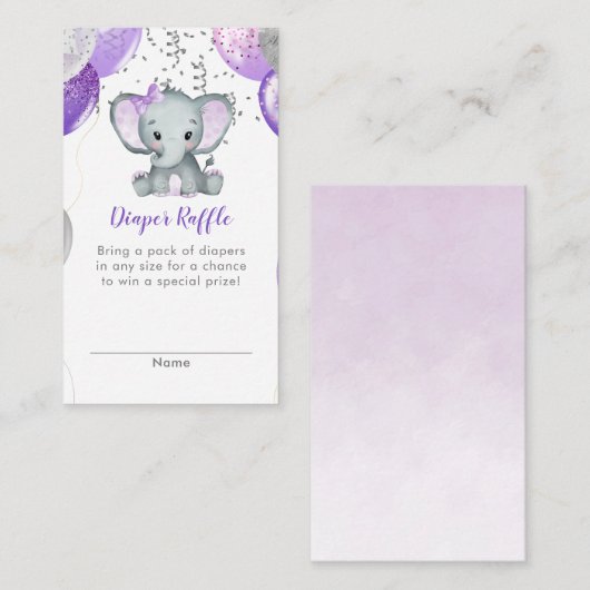 Niedlicher Elephant Girl Balloons Baby Diaper Raff Begleitkarte (Vorne/Hinten)