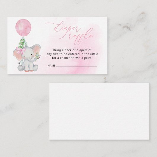 Niedlicher Elephant Pink Babydusche Windelwanne Ra Begleitkarte (Vorne/Hinten)