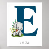 Niedlicher Elephant Safari Monogram Kinderzimmer R Poster (Vorne)