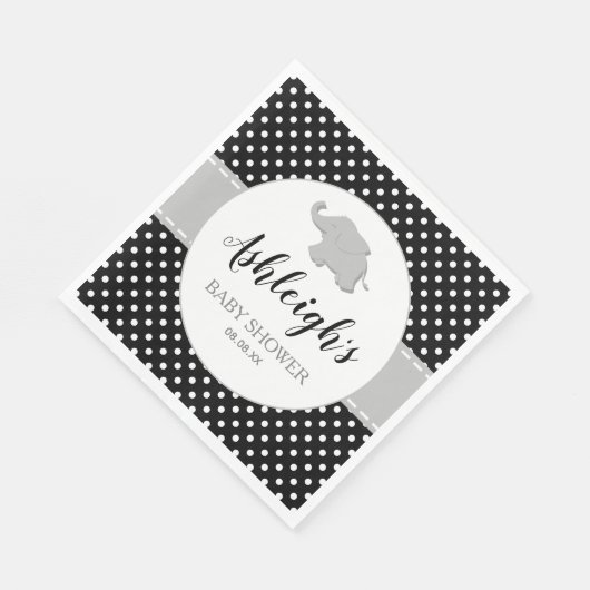 Niedlicher Elephant Schwarz-weiß Polka Dot Baby Du Serviette (Ecke)
