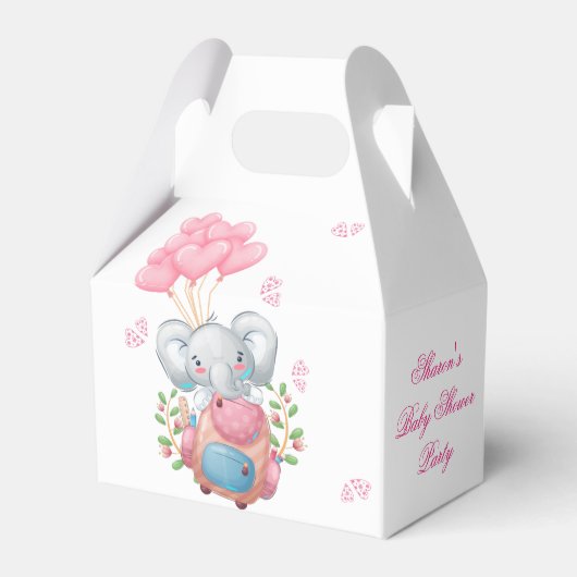 Niedlicher Elephant und Balloon Baby Shower Fevor Geschenkschachtel (Vorderseite)
