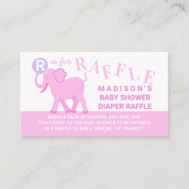 Niedlicher Elephant-Windeln-Raffle-Ticket in Rosa  Begleitkarte