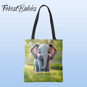 Niedlicher Elephant Woodland Animal Kid Cartoon Gr Tasche