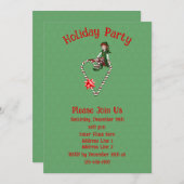 Niedlicher Elf auf Candy Cane Herbst Weihnachtsfei Einladung (Vorne/Hinten)