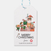 Niedlicher Elf mit Geschenken Farbe Geschenkanhänger (Rückseite)