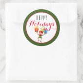 Niedlicher Elf mit Geschenken Glücklicher Urlaub/G Runder Aufkleber (Tasche)