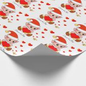 Niedlicher Elf mit Liebe Herz auf weißem Hintergru Geschenkpapier (Ecke)