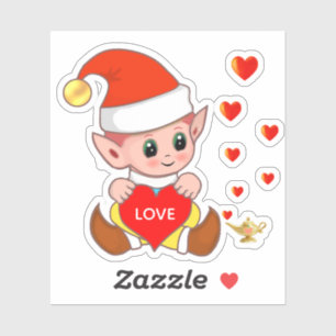 Niedlicher Elf mit Liebe Herz Aufkleber
