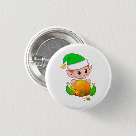 Niedlicher Elf mit Pumpkin Button (Vorne & Hinten)