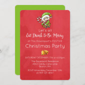 Niedlicher Elf mit Weihnachtsfeiertag Einladung (Vorne/Hinten)