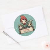 Niedlicher Elf Personalisiert vom Santa Runder Aufkleber (Umschlag)