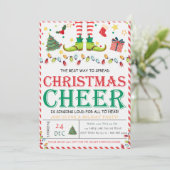 Niedlicher Elf-Pine-BaumWeihnachten Party Einladun Einladung (Stehend Vorderseite)