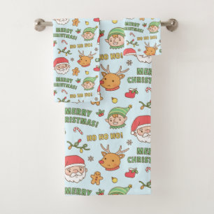 Niedlicher Elf, Rentier, Weihnachten, Frohe Weihna Badhandtuch Set