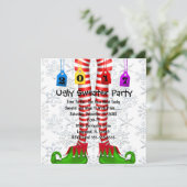 Niedlicher Elf-Strumpf-laden hässliches Einladung (Stehend Vorderseite)