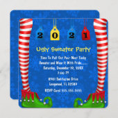 Niedlicher Elf Strumpf Weihnachten Party laden Einladung (Vorne/Hinten)