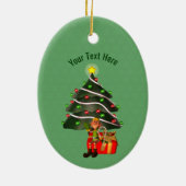 Niedlicher Elf Tree Urlaub Personalisiert Keramik Ornament (Hinten)