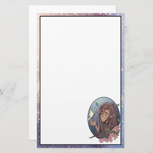 Niedlicher Elf und blasser Schmetterling Briefpapier (Vorne/Hinten)