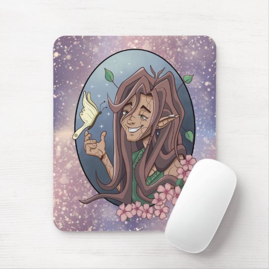 Niedlicher Elf und blasser Schmetterling Mousepad (Mit Mouse)