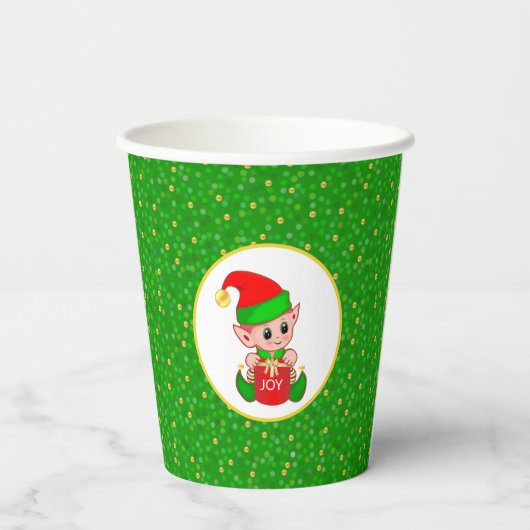 Niedlicher Elf und Golden Confetti auf Papst des G Pappbecher (Rückseite)