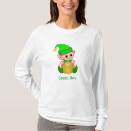 Niedlicher Elf- und Grüntagstext T-Shirt