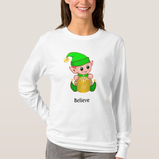 Niedlicher Elf und Personalisierter Text T-Shirt (Vorderseite)