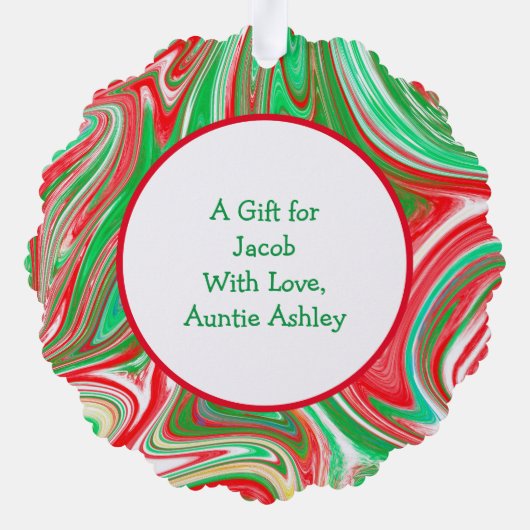 Niedlicher Elf und Personalisierter Weihnachtsbaum Ornament Karte (Rückseite)