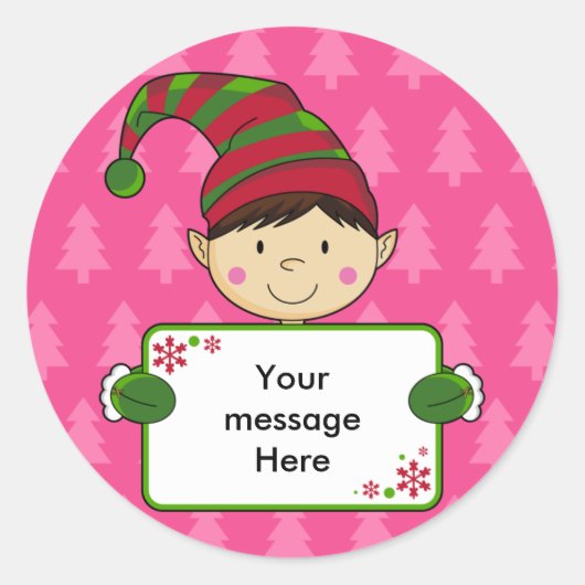 Niedlicher Elf Weihnachtsgeschenk Tag Sticker (Vorderseite)