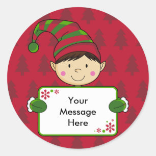 Niedlicher Elf-Weihnachtsgeschenk-Umbau-Aufkleber Runder Aufkleber