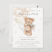 Niedlicher Elfenbeinbär Bearly Wait Balloon Babydu Postkarte (Vorne/Hinten)