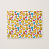 Niedlicher Emoji Druck auf weißem Puzzlespiel Puzzle (Horizontal)