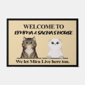 Niedlicher Empfang bei Cat Zuhause Doormat, benutz Fußmatte (Vorderseite)