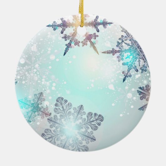 Niedlicher EMT Ice Blue Snowflake Personalisierter Keramik Ornament (Hinten)