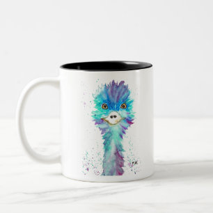 Niedlicher Emu-Vogel Aquarell Tiere Kinder  Zweifarbige Tasse
