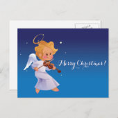 Niedlicher Engel, der Violine spielt Feiertagspostkarte (Vorne/Hinten)