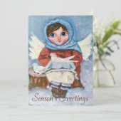 Niedlicher Engel mit Docht Weihnachtskarte Feiertagskarte (Stehend Vorderseite)