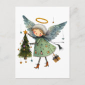 Niedlicher Engel mit einem Weihnachtsbaum Postkarte (Vorderseite)