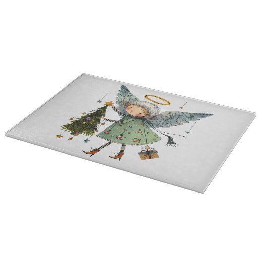 Niedlicher Engel mit einem Weihnachtsbaum Schneidebrett (Ecke)