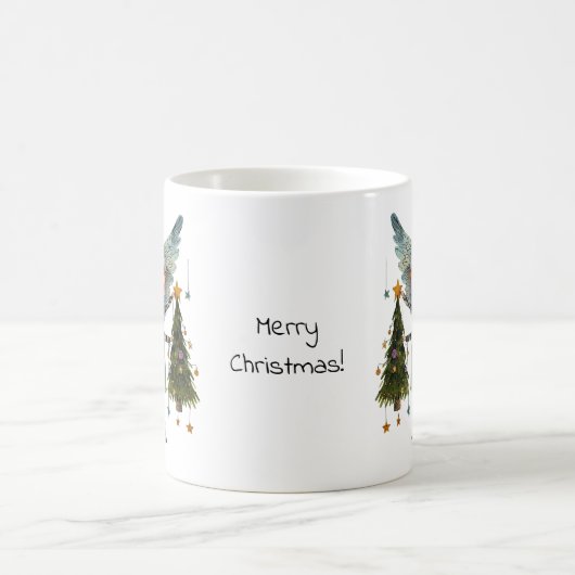 Niedlicher Engel mit Weihnachtsbaum Kaffeetasse (Mittel)