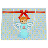 Niedlicher Engel und Sternenhimmel Große Geschenktüte (Vorderseite)