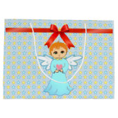 Niedlicher Engel und Sternenhimmel Große Geschenktüte (Rückseite)