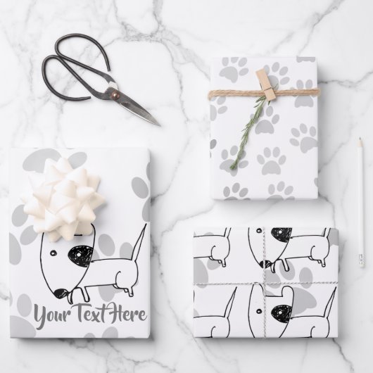 Niedlicher englischer Bull Terrier Geschenkpapier Set (Vorderseite)