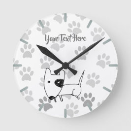 Niedlicher englischer Bull Terrier Runde Wanduhr