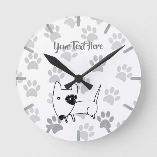 Niedlicher englischer Bull Terrier Runde Wanduhr (Vorderseite)