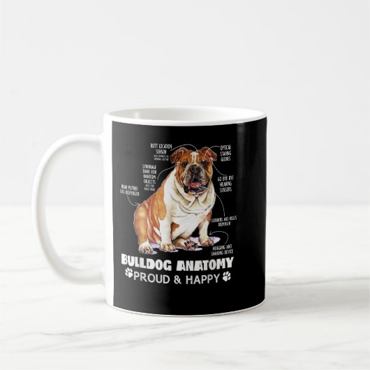 Niedlicher englischer Bulldog Anatomie Hund Lover  Kaffeetasse (Links)