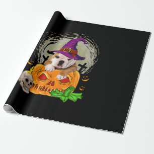 Niedlicher englischer Bulldog Hexenkürbis Hallowee Geschenkpapier