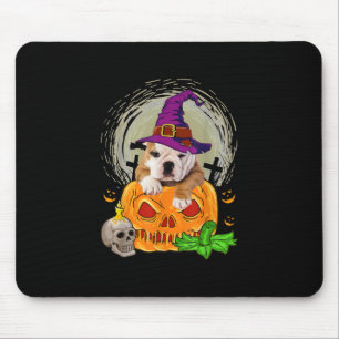 Niedlicher englischer Bulldog Hexenkürbis Hallowee Mousepad